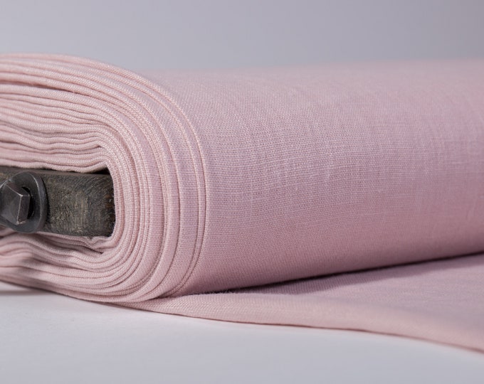 Pure 100% Linen Fabric Dirty Pink Medium Weight Pre-Washed Durable Dense Plain Solid Organic Textile Drape For Sewing Table Cloth By Yard