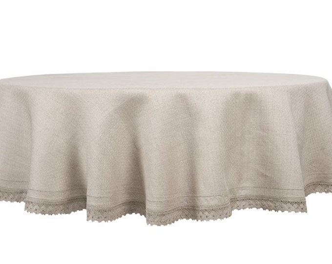 LinenBuy  Pure 100 % Linen Tablecloth Round,  Linen Tablecloth Oval, Tablecloth for Wedding