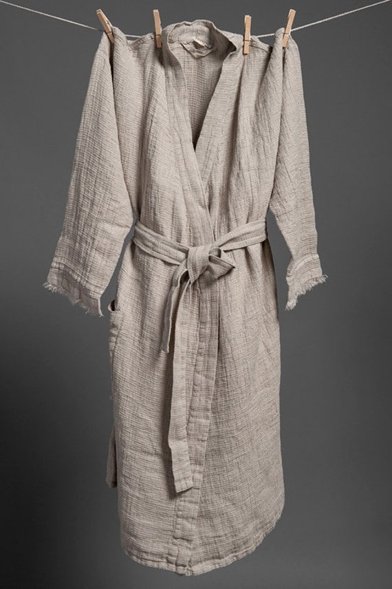 Linen WOMEN'S bathrobe grey linen bathrobe high quality Etsy