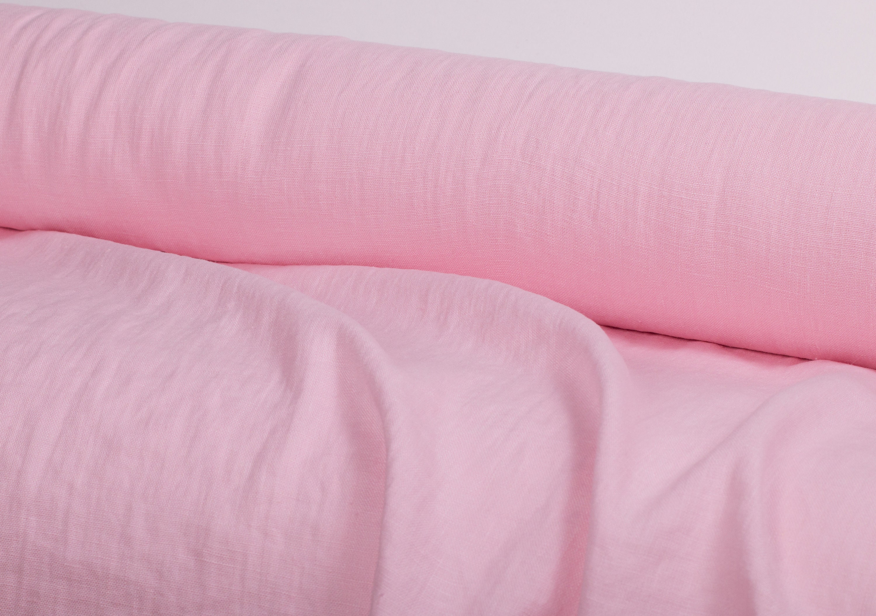 Pure 100 linen fabric 200gsm Light pink plain woven linen fabric