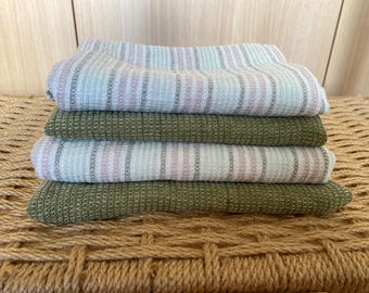Linen Waffle Bath Towel, Natural Olive Green, Quick Dry Beach Sauna Towel