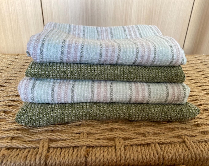 Linen Waffle Bath Towel, Natural Olive Green, Quick Dry Beach Sauna Towel