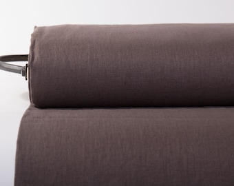 LinenBuy Pure 100% linen fabric Brown Medium Weight Pre-Washed Durable Plain Woven Solid Not Transparent Organic For Outfit Drape Tablecloth
