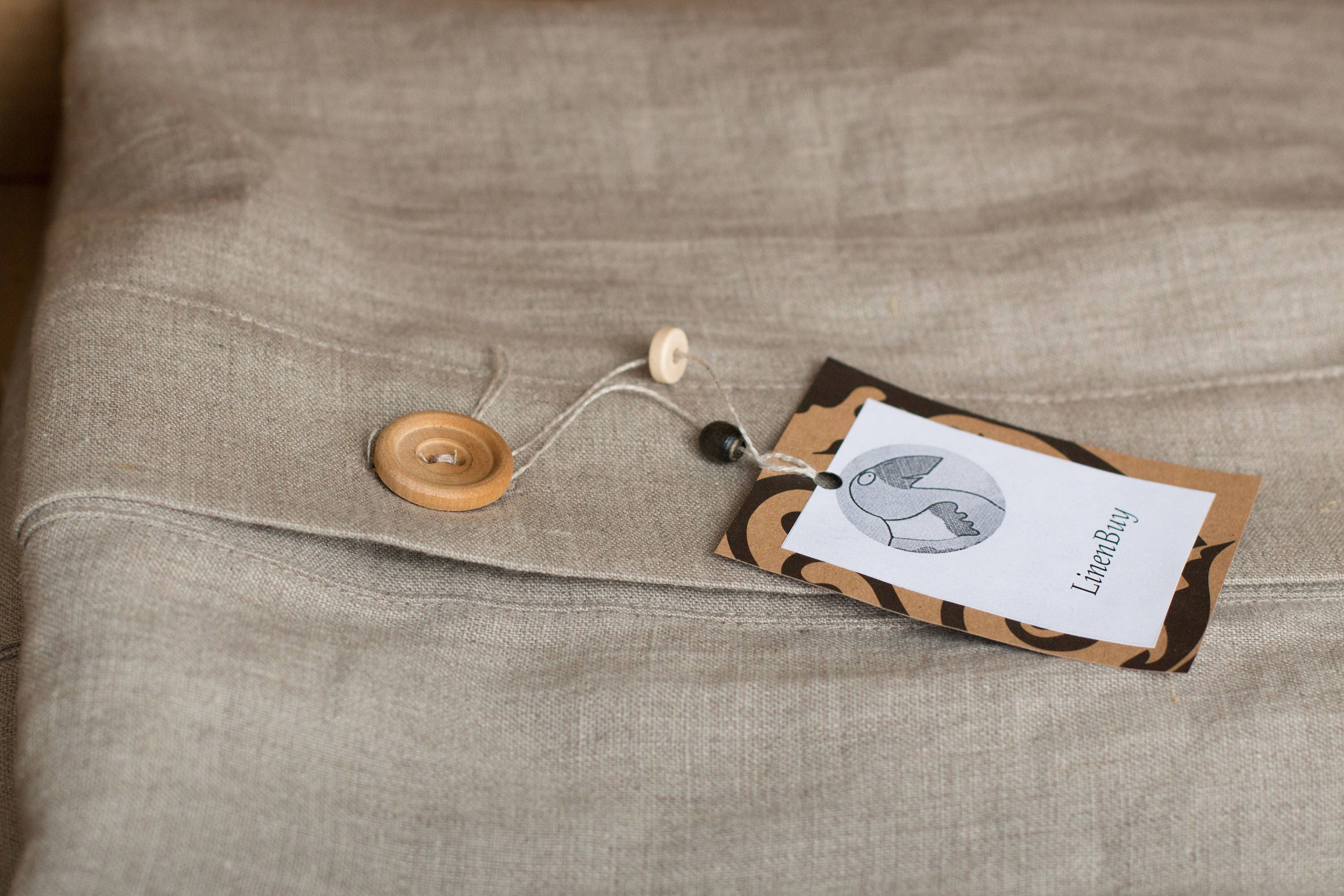LinenBuy Linen Garment Bag with Wooden Buttons or Zipper For Clothing