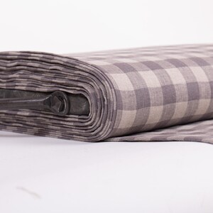 Linen fabric 200gsm medium weight, Pure 100% Dove grey and not- dyed Gingham check, washed and softened,