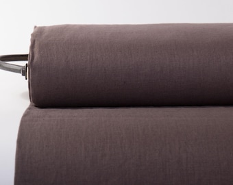 Brown Pure Linen Fabric - Medium Weight for Versatile Sewing & Home