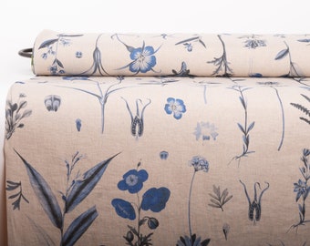 Wildflower Linen Fabric: Summer Floral Print, Dressmaking Fabric By The Yard