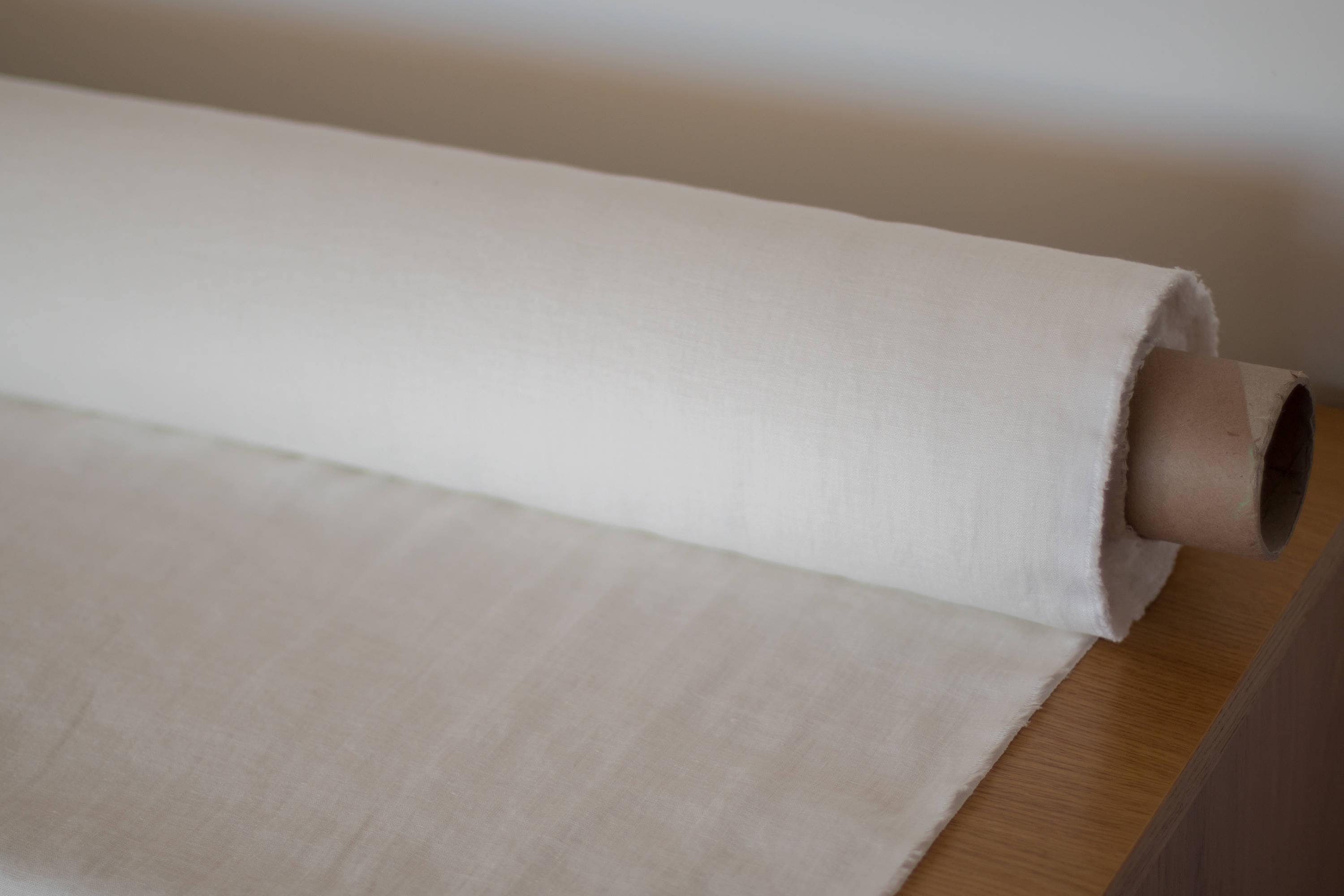 Pure 100% Linen Fabric Off-White 135gsm Light Weight Washed Softened ...