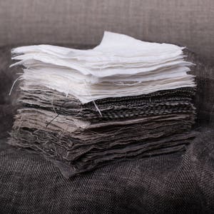 Linen fabrics samples, swatches set Striped linen fabrics