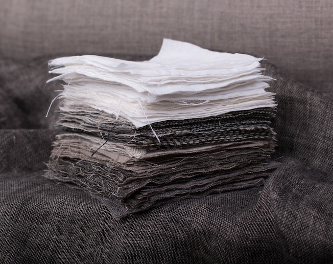 Linen fabrics samples, swatches set Striped linen fabrics