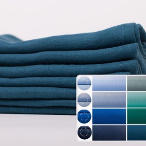 Ensemble de serviettes de table en pur lin - Couleurs unies et naturelles, faites main.