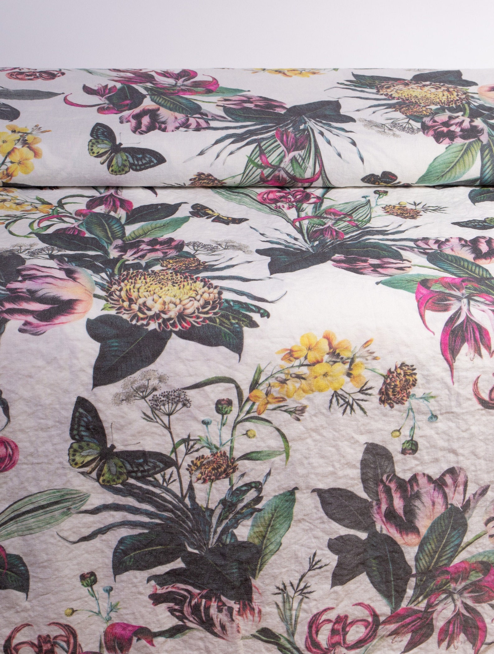 Pure 100 Linen Fabric. Floral Digital Print Fabric UTOPIA Etsy