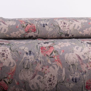 LinenBuy Enamor Linen Fabric Digitally Printed Medium Weight Pre-Washed Fabric by The Yard M2-0208-0183