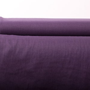 Pure 100% Linen Fabric Purple Medium Weight Pre-Washed Durable Dense Plain Solid Organic Textile Drape For Sewing Table Cloth By Yard