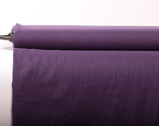 Pure 100% Linen Fabric Purple Medium Weight Pre-Washed Durable Dense Plain Solid Organic Textile Drape For Sewing Table Cloth By Yard