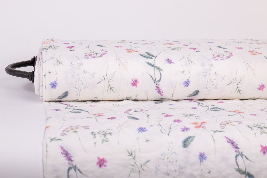 Linenbuy Pure 100 Linen Digitally Printed Summer Meadow Flowers M2