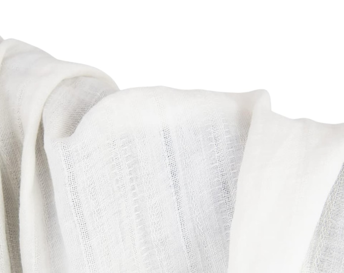 Milk-White Striped 100% Pure Linen Fabric - Light-to-Medium Weight, Washed & Eco-Friendly