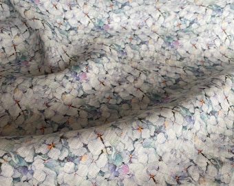 Watercolor Hydrangea Linen Fabric – Medium Weight Floral Print
