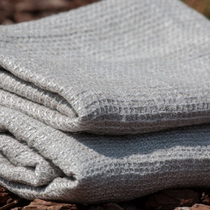 LinenBuy Pure 100% Linen Waffle Bath Towels Not-Dyed Medium weight Washed Organic Eco friendly