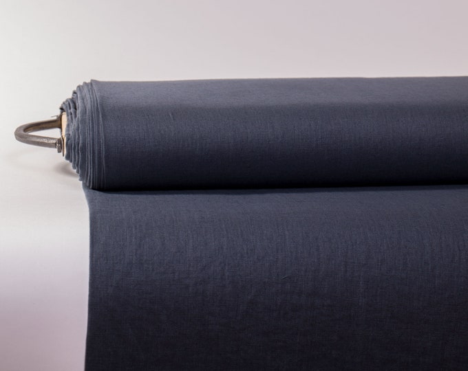 Dark Gray Pure Linen Fabric - Medium Weight for Versatile Sewing & Home Projects. 100% Linen Fabric European Flax Certified