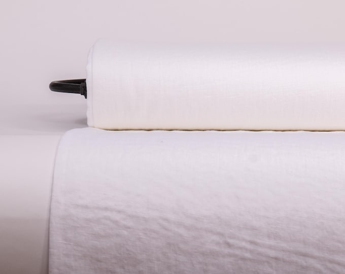 Heavyweight Linen Fabric, Stark White Linen By Yard, Pure Linen By Meter, Soft Washed Linen Material, Thick Bed Linen, Leinen Meterware