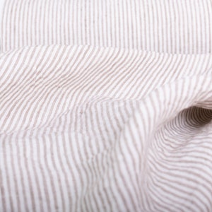 Striped Linen Fabric: Off-White Beige, Medium Weight, 60&quot; Wide