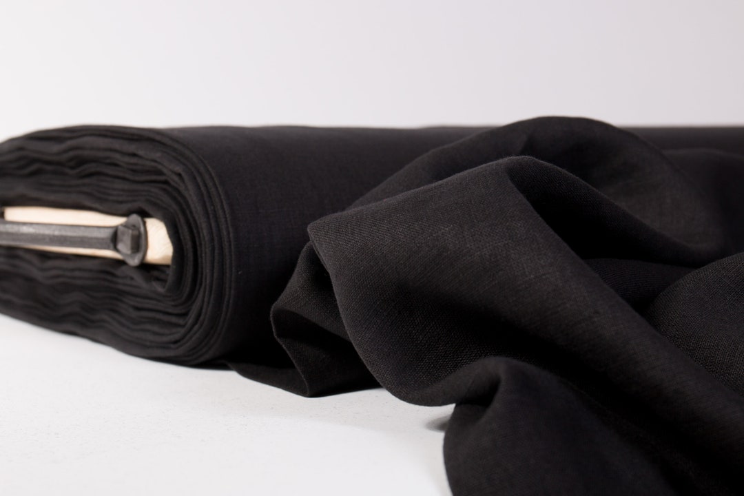 Lightweight Linen Linen Fabric 135gsm Black Lightweight Pure 100% Linen Thin and Light ...
