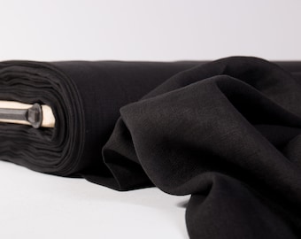 Linen fabric 135gsm Black lightweight pure 100% linen thin and light washed by metre Fashion Fabric