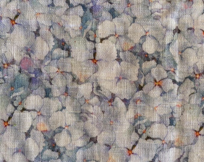 Watercolor Hydrangea Linen Fabric – Medium Weight Floral Print