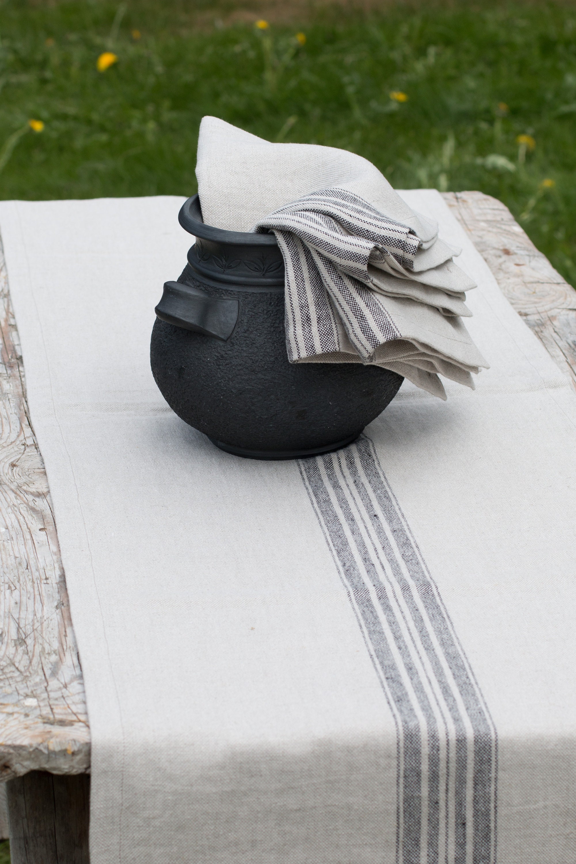 Linen table runner, Rustic runner made from organic, heavy weight