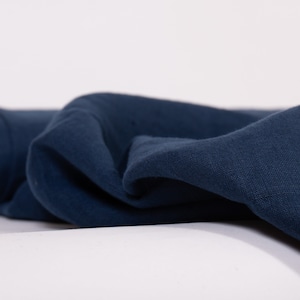Midnight Blue Linen Fabric, Lightweight 135gsm, Pre-washed by the Yard/Meter