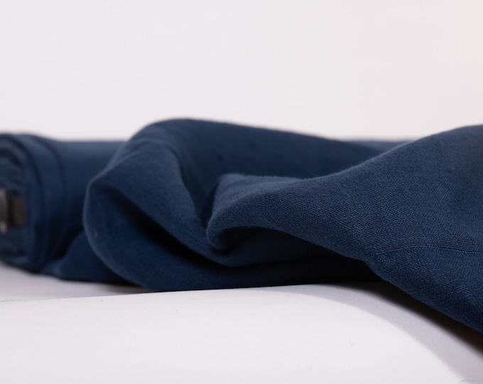 LinenBuy Pure 100% Linen Fabric 135gsmLightweight Dark Blue Pre-washed linen fabric Linen fabric for blouses by the yards by the meters