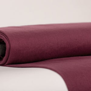 LinenBuy Pure 100% Linen Fabric Burgundy Medium Weight Pre-Washed Durable Dense Plain Solid Organic Fabric For Sewing Table Cloth By Yard