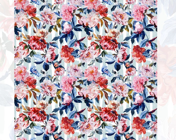 Elegant Floral Linen Fabric - Maison de Fleurs Collection for Chic DIY Projects. Fabric for Sewing