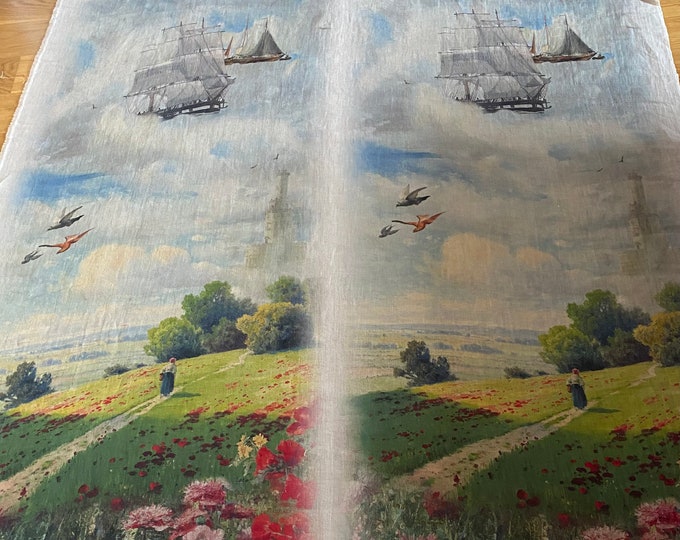 Renaissance Master Print Linen Fabric: Dressmaking & Home Textiles