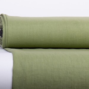 Farngrün 100% reiner Leinenstoff - mittelschwer, Oeko-Tex & European Flax zertifiziert - Naturleinen zum Nähen und Basteln