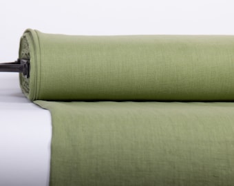 Fern Green 100% Pure Linen Fabric - Medium Weight, Oeko-Tex & European Flax Certified - Natural Linen for Sewing and Crafts