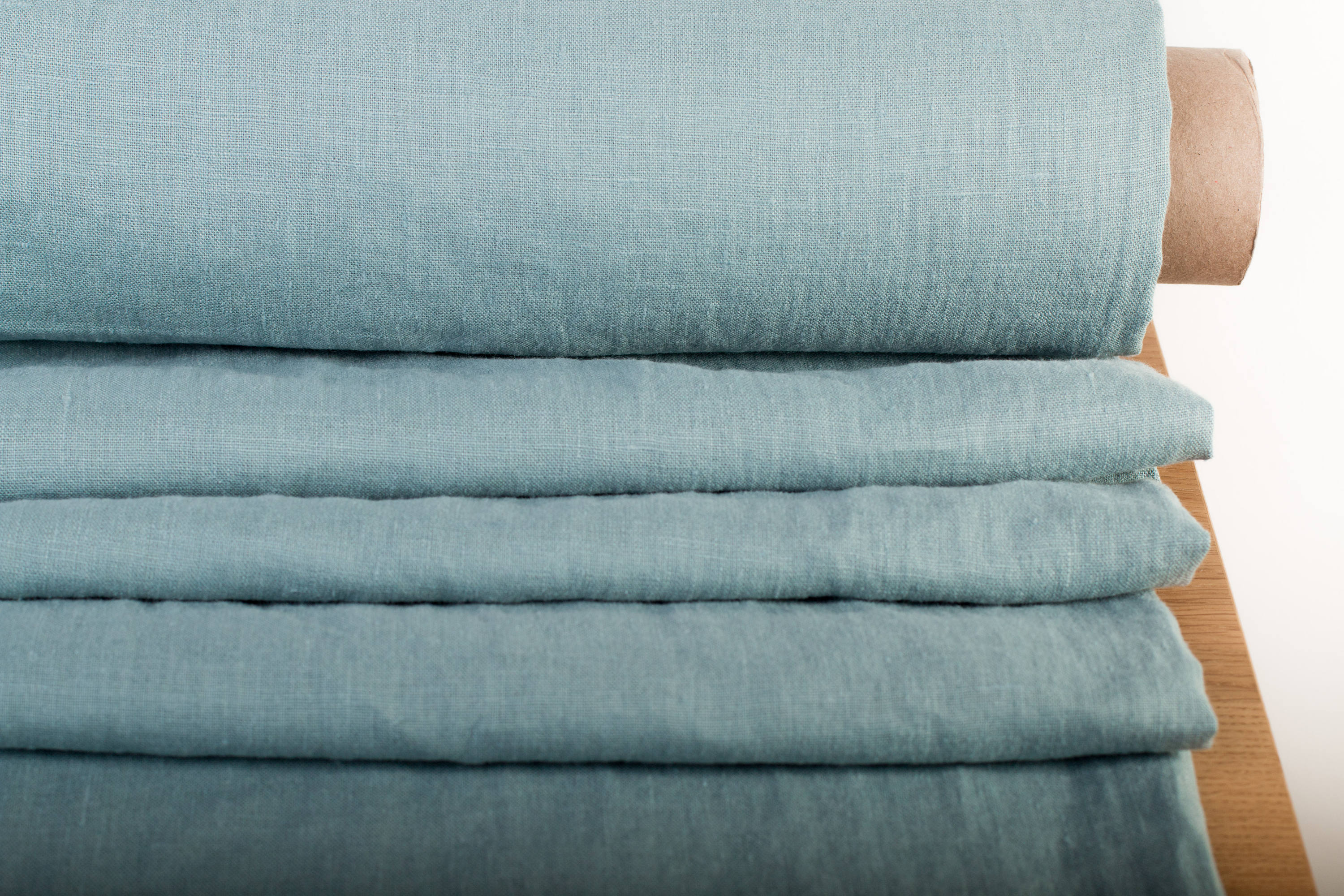 Pure 100 linen fabric 200gsm blue green, medium weight, wash and