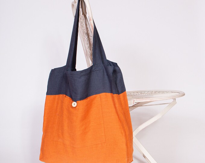 Linen Oversized Weekender Tote Bag