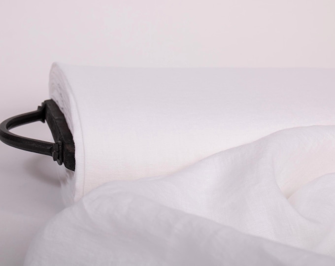Washed 100% Pure Linen Fabric by Meter or Inch, Softened Middle Weight Linen, Off-White and Stark White,  for Clothing & Bedding