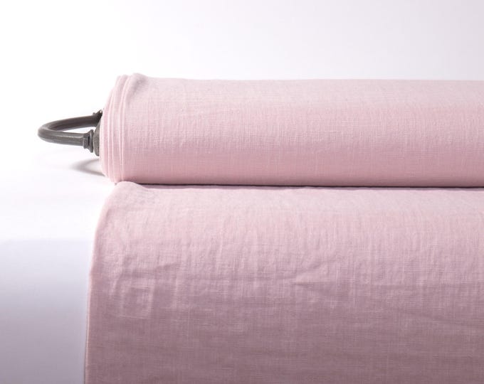 Pure 100% Linen Fabric Dirty Pink Medium Weight Pre-Washed Durable Dense Plain Solid Organic Textile Drape For Sewing Table Cloth By Yard