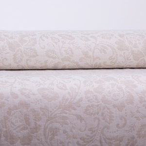 LinenBuy Double-Sided Blended  Linen Cotton Fabric In Floral Pattern for poncho, blankets, tablecloths or drapes