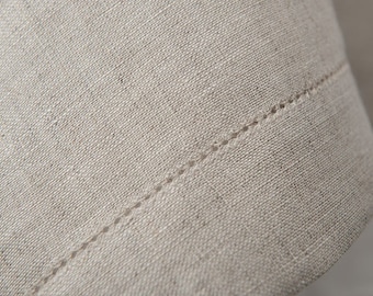 Linen Tablecloth with Hemstitch Detail, Pure European Linen Table Cloth, Natural & Off-White Custom Table Runner, Elegant Dining Decor