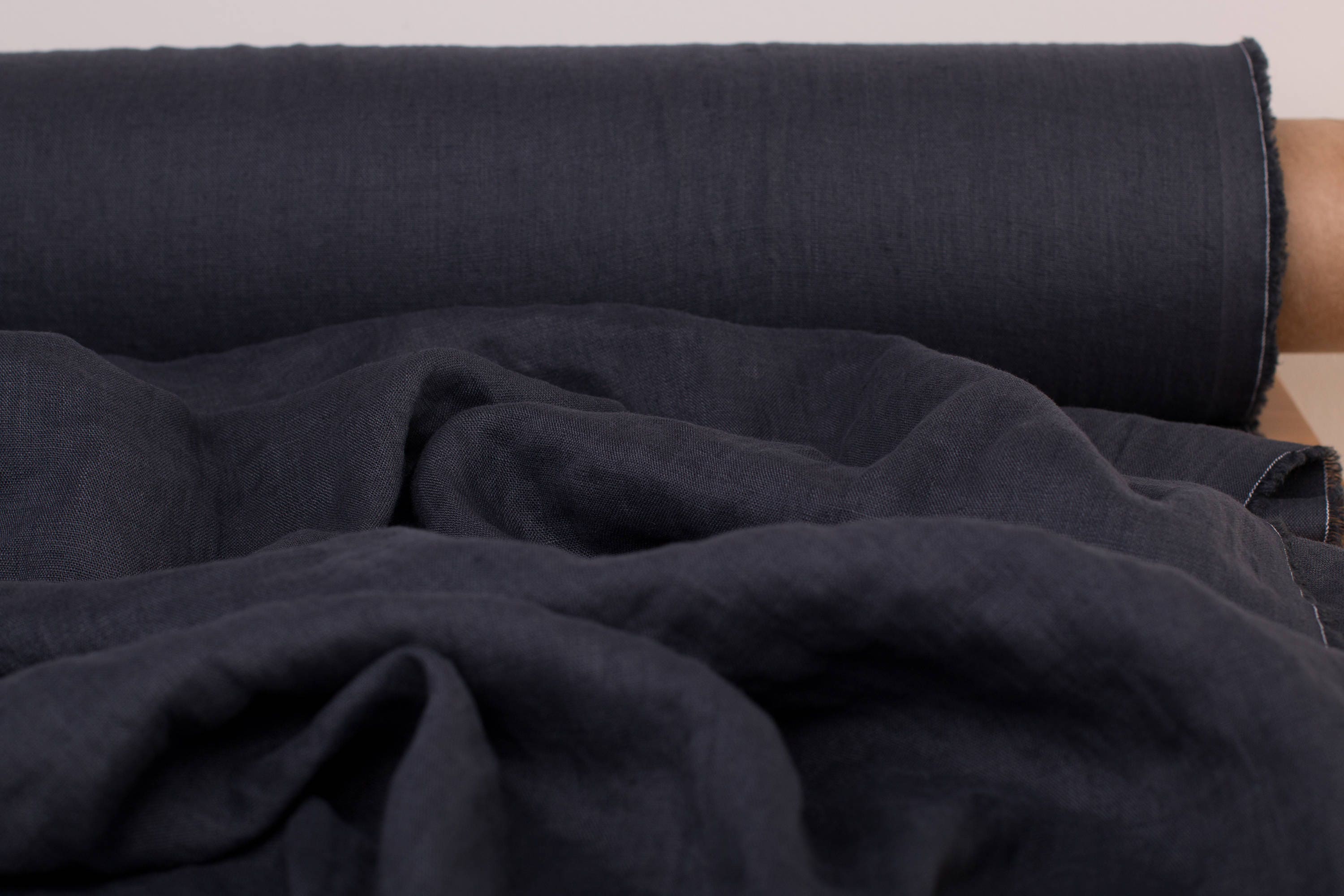 Pure 100 linen fabric 135GSM lightweight Dark gray Graphite gray