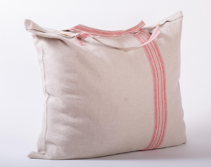 Natural Linen Storage Sack with Wooden Buttons | OEKO-TEX® Certified