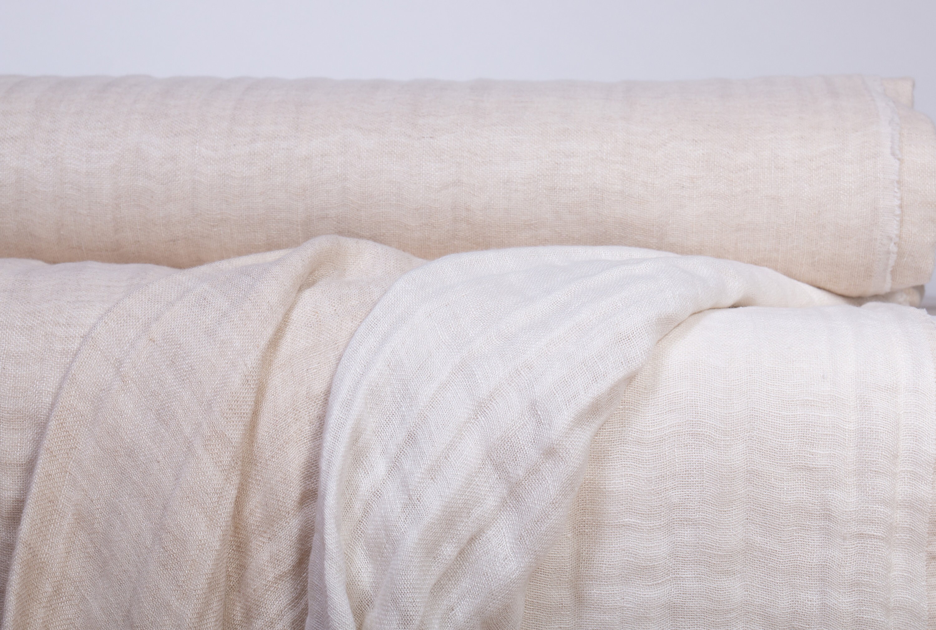 Fabric Extra Wide Last piece 2.3 yd / 2 m Pure Linen Double Side Off