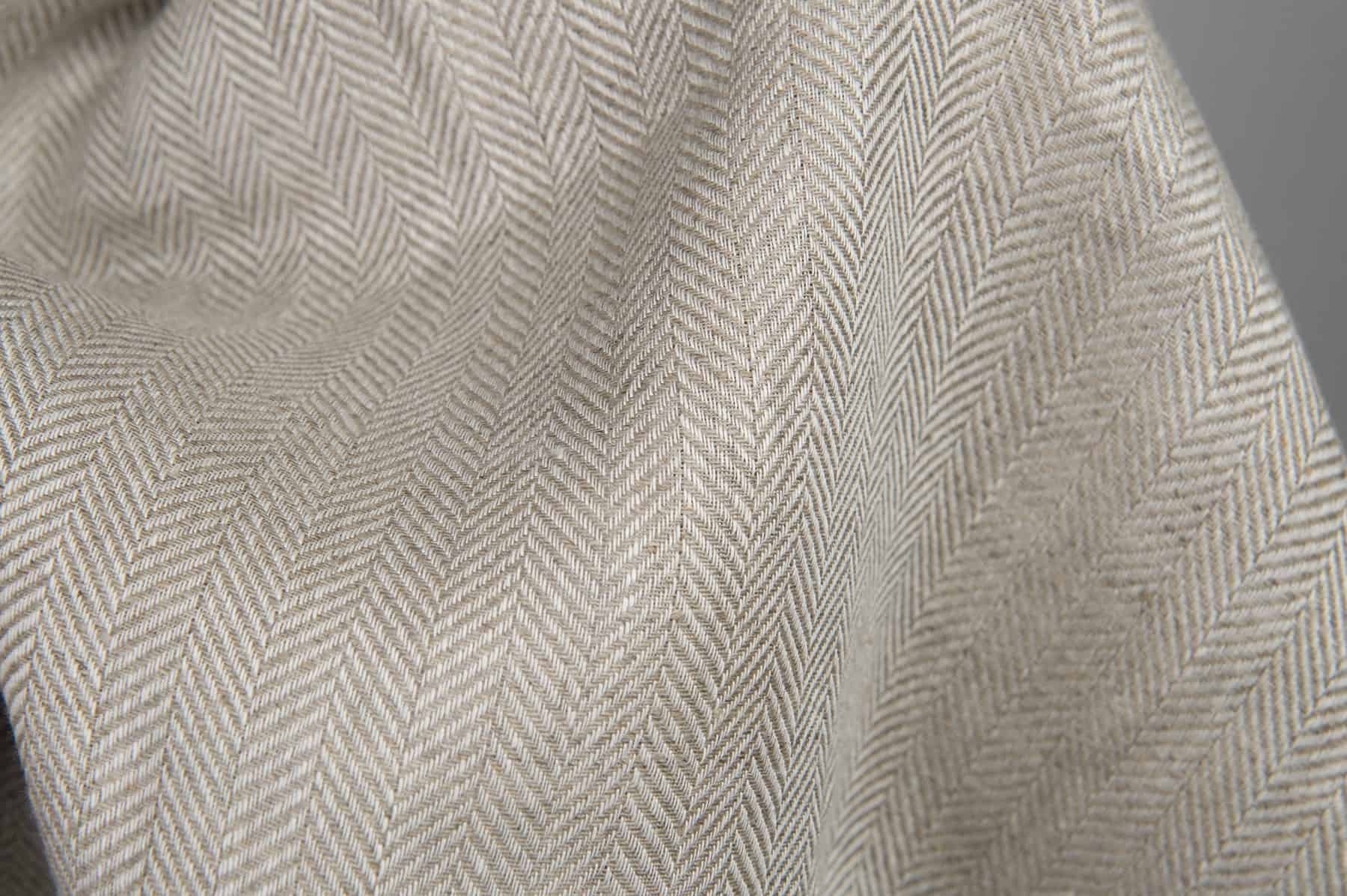 Pure 100 Linen Fabric Herringbone Pattern 215 gsm Medium weight Strong
