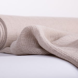 Pure 100% Linen Waffle Pique fabric Not-dyed Pre-washed linen fabric. Fabric for dish towels, wipes, bathrobes  Fabric by the yard