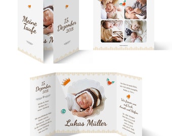 Personalized invitation cards for baptism Baptism invitations With 5 photos + text individually design - Federnkönig