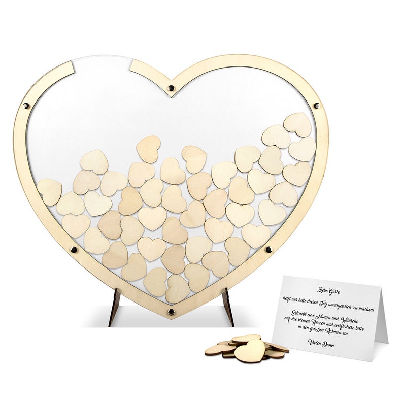 Wedding Guestbook Alternative Wedding Guestbook Heart of Wood incl. Wooden Hearts White